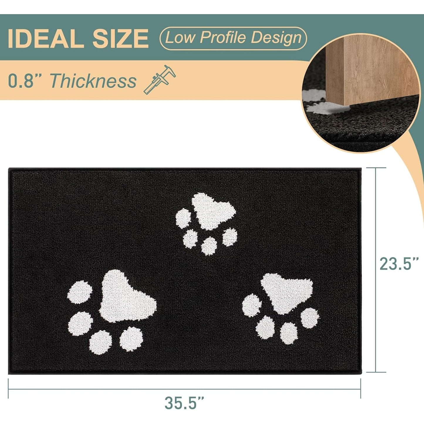 Front Door Mat, Bathroom RugDirt-Trapping Doormat for Muddy Paws, Absorbent Mud Mat for Dogs, Non-Slip Washable Entrance Mat, Indoor Use for Front Door or Entryway, 31.5\