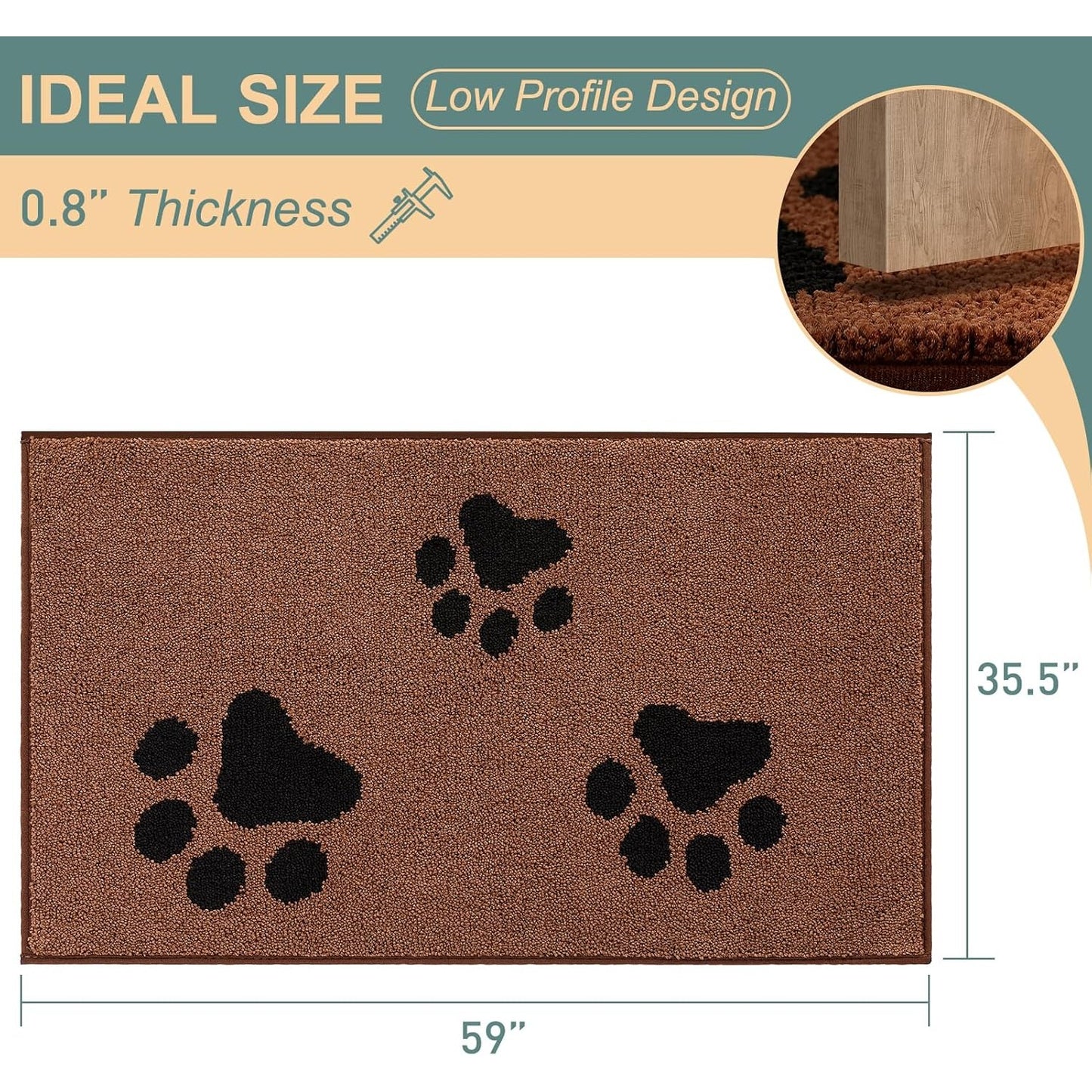 Front Door Mat, Bathroom RugDirt-Trapping Doormat for Muddy Paws, Absorbent Mud Mat for Dogs, Non-Slip Washable Entrance Mat, Indoor Use for Front Door or Entryway, 31.5\