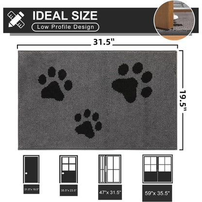Front Door Mat, Bathroom RugDirt-Trapping Doormat for Muddy Paws, Absorbent Mud Mat for Dogs, Non-Slip Washable Entrance Mat, Indoor Use for Front Door or Entryway, 31.5\