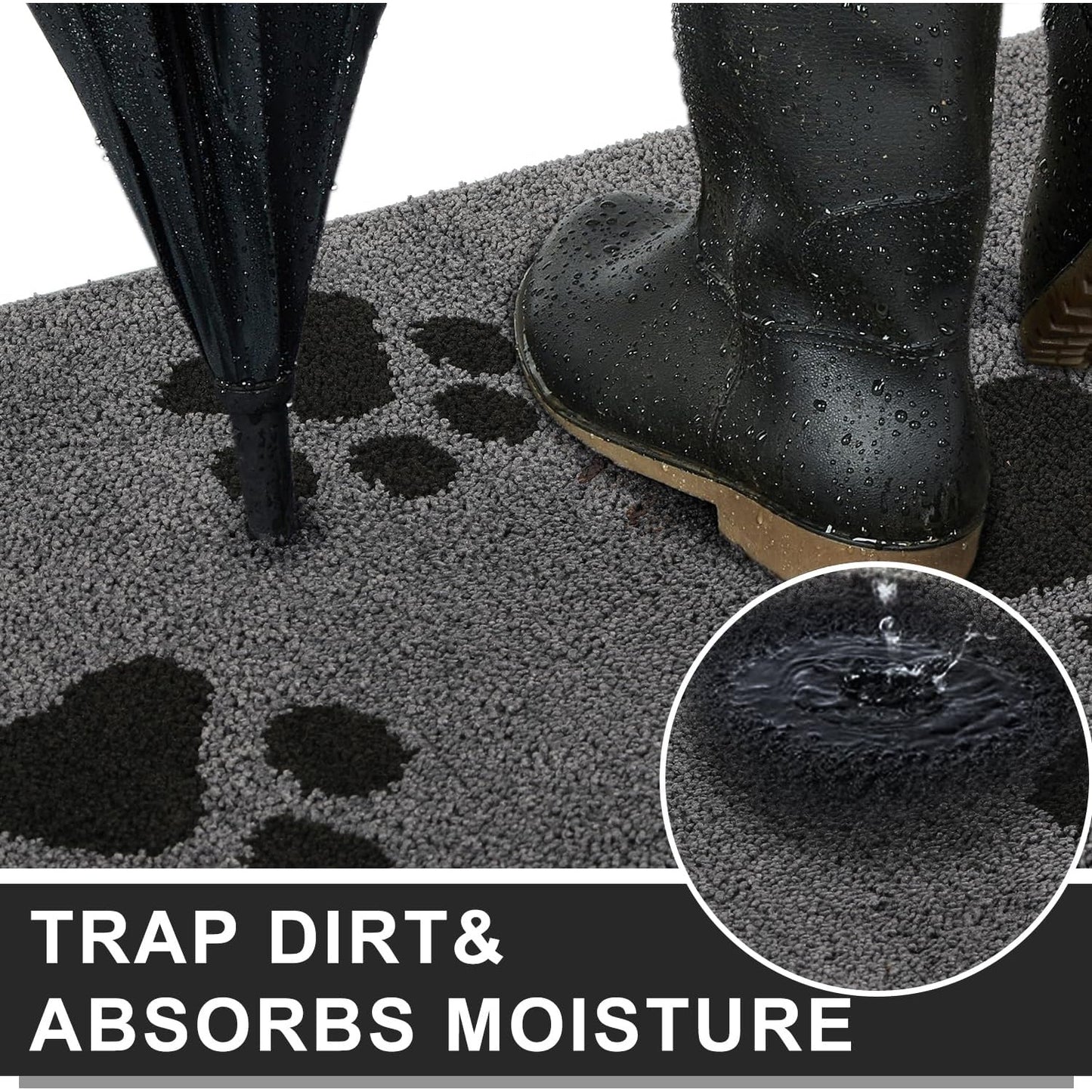 Front Door Mat, Bathroom RugDirt-Trapping Doormat for Muddy Paws, Absorbent Mud Mat for Dogs, Non-Slip Washable Entrance Mat, Indoor Use for Front Door or Entryway, 31.5\