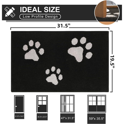 Front Door Mat, Bathroom RugDirt-Trapping Doormat for Muddy Paws, Absorbent Mud Mat for Dogs, Non-Slip Washable Entrance Mat, Indoor Use for Front Door or Entryway, 31.5\