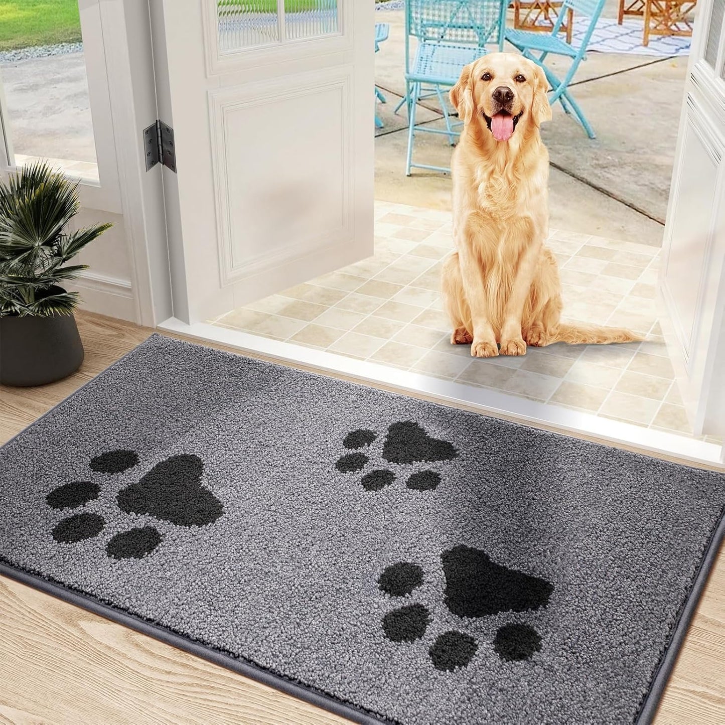 Front Door Mat, Bathroom RugDirt-Trapping Doormat for Muddy Paws, Absorbent Mud Mat for Dogs, Non-Slip Washable Entrance Mat, Indoor Use for Front Door or Entryway, 31.5\