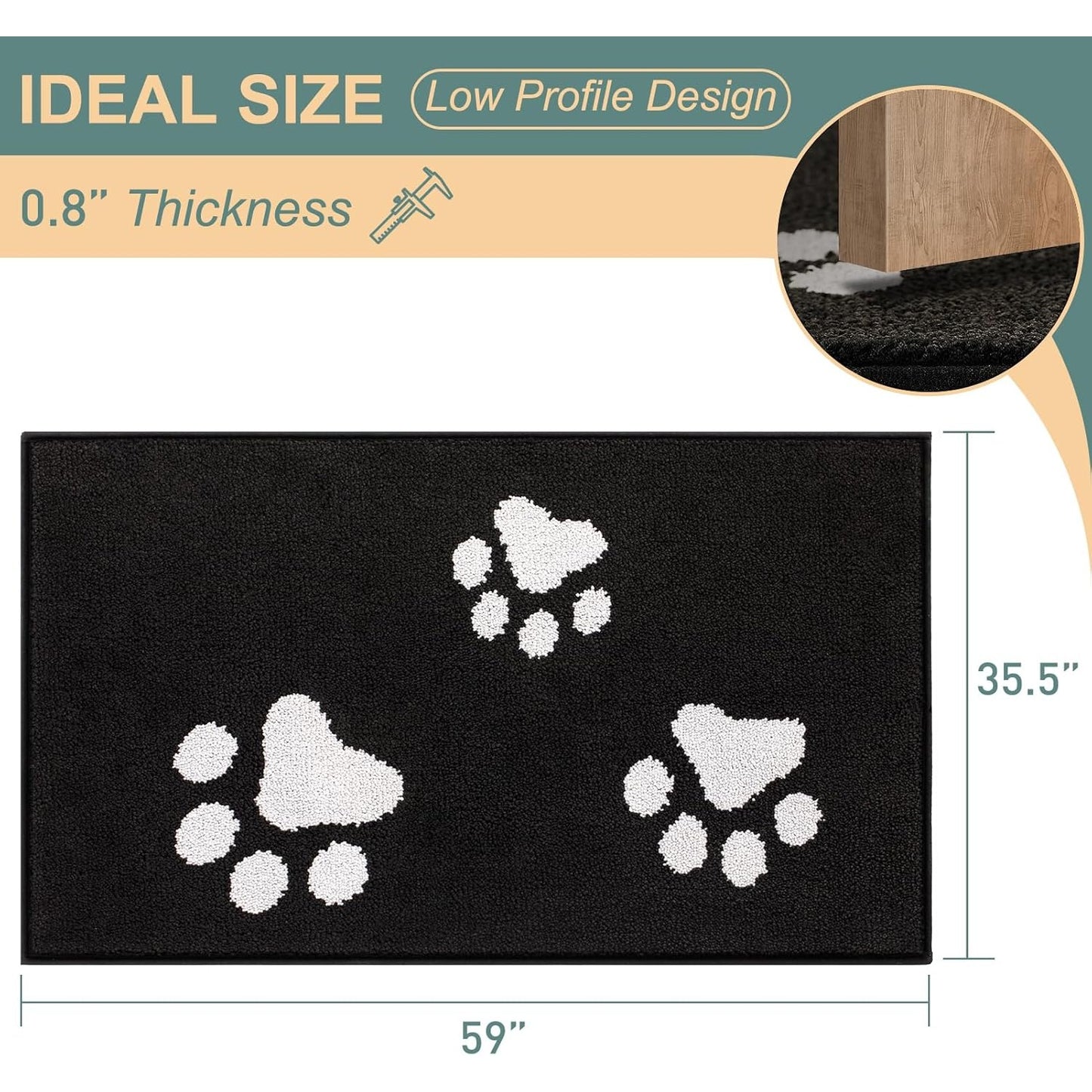 Front Door Mat, Bathroom RugDirt-Trapping Doormat for Muddy Paws, Absorbent Mud Mat for Dogs, Non-Slip Washable Entrance Mat, Indoor Use for Front Door or Entryway, 31.5\