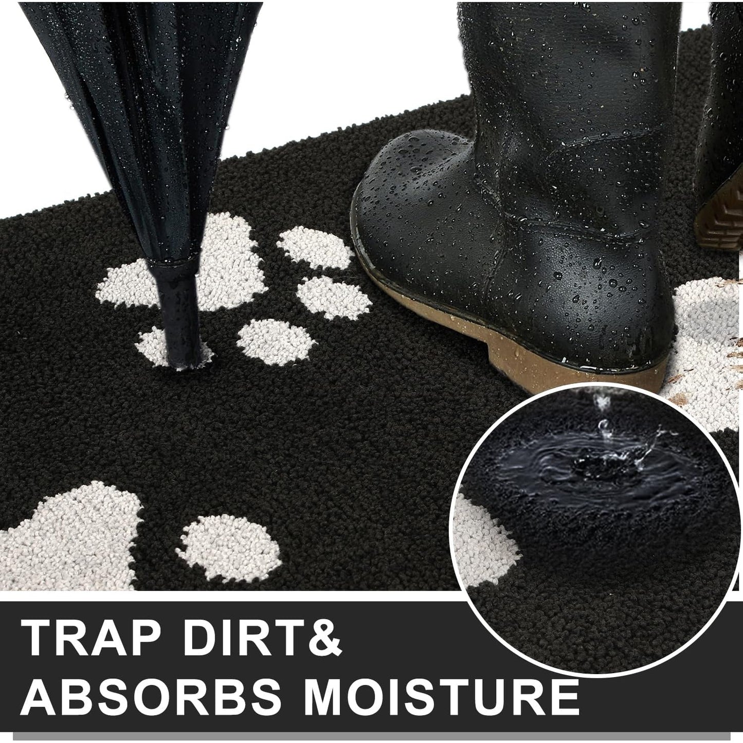 Front Door Mat, Bathroom RugDirt-Trapping Doormat for Muddy Paws, Absorbent Mud Mat for Dogs, Non-Slip Washable Entrance Mat, Indoor Use for Front Door or Entryway, 31.5\
